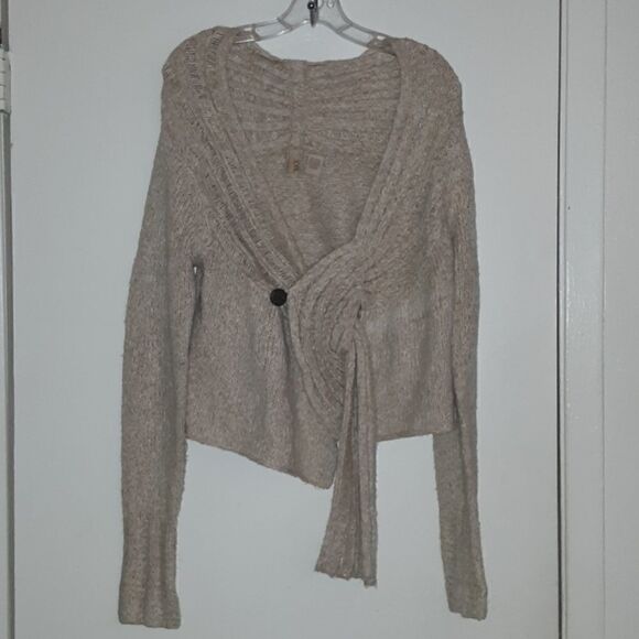B.K.E. Knit Semi-Wrap Sweater Khaki Cardigan Size Large - Picture 1 of 8